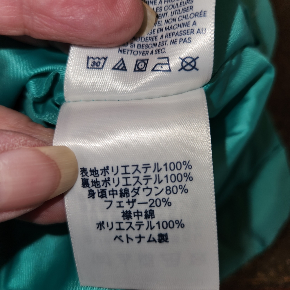 Lands End Teal Green Down Filled Puffer Vest Zip Front Size M Snap Pockets Warm - Picture 11 of 12